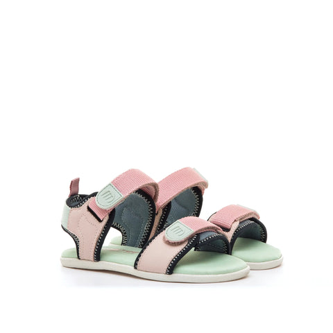Sandalia barefoot Mustang Town Rosa para niños, cierre velcro