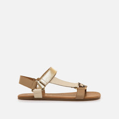 Sandalias de Piel Barefoot Mujer Mustang 56256 Niger Camel Doradas