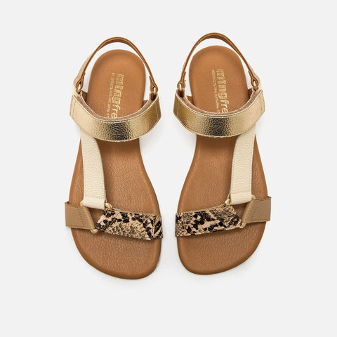 Sandalias de Piel Barefoot Mujer Mustang 56256 Niger Camel Doradas