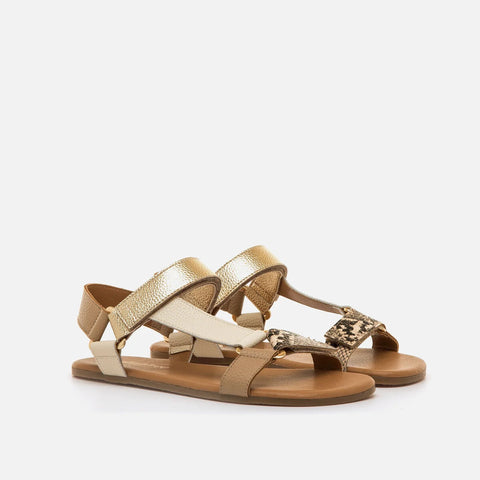Sandalias de Piel Barefoot Mujer Mustang 56256 Niger Camel Doradas