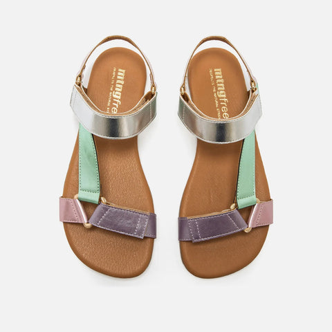 Sandalias de Piel Barefoot Mujer Mustang 56256 Platino Verde