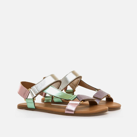 Sandalias de Piel Barefoot Mujer Mustang 56256 Platino Verde