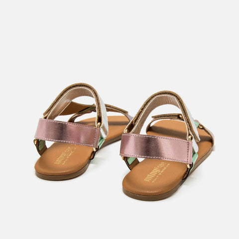 Sandalias de Piel Barefoot Mujer Mustang 56256 Platino Verde