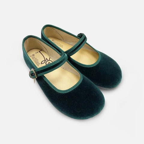 Bailarinas Respetuosas Batilas XL07 Salón Hebilla Terciopelo Verde