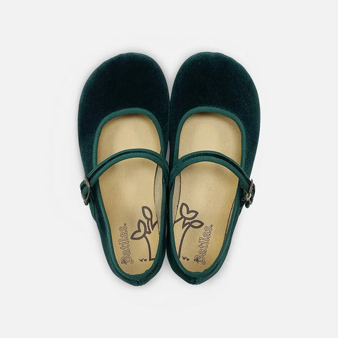 Bailarinas Respetuosas Batilas XL07 Salón Hebilla Terciopelo Verde