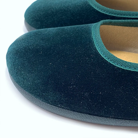 Bailarinas Respetuosas Batilas XL07 Salón Hebilla Terciopelo Verde