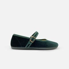 Bailarinas Respetuosas Batilas XL07 Salón Hebilla Terciopelo Verde