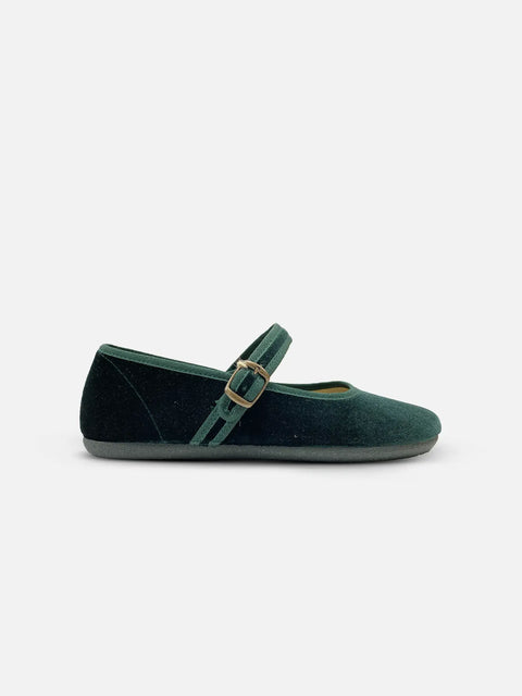 Bailarinas Respetuosas Batilas XL07 Salón Hebilla Terciopelo Verde