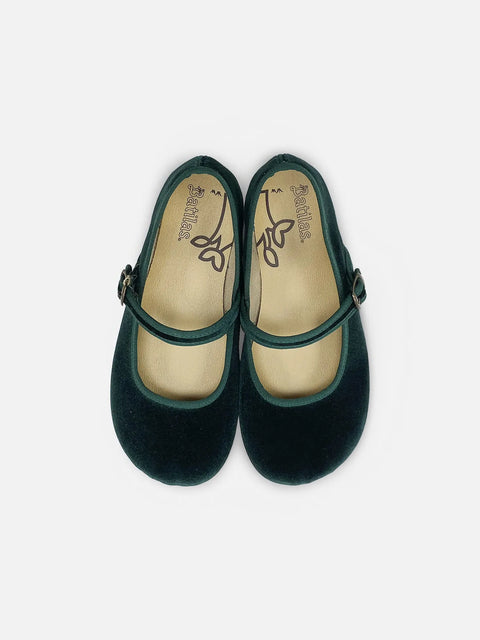 Bailarinas Respetuosas Batilas XL07 Salón Hebilla Terciopelo Verde