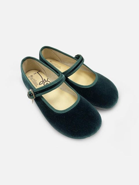Bailarinas Respetuosas Batilas XL07 Salón Hebilla Terciopelo Verde