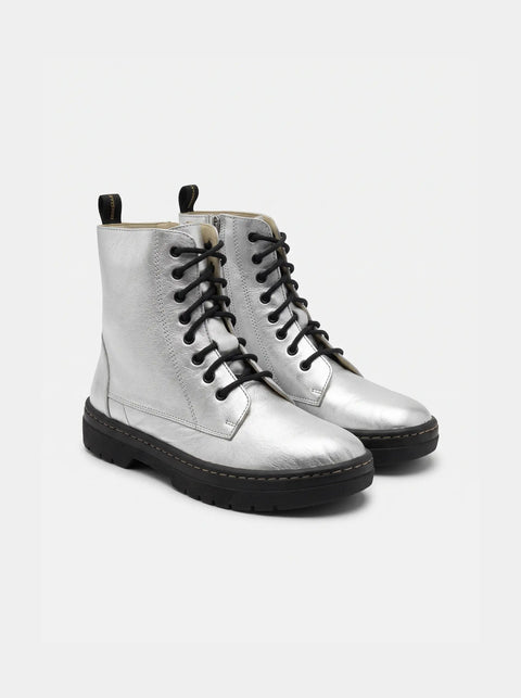 Botin Piel Mujer Blanditos Chicago Plata