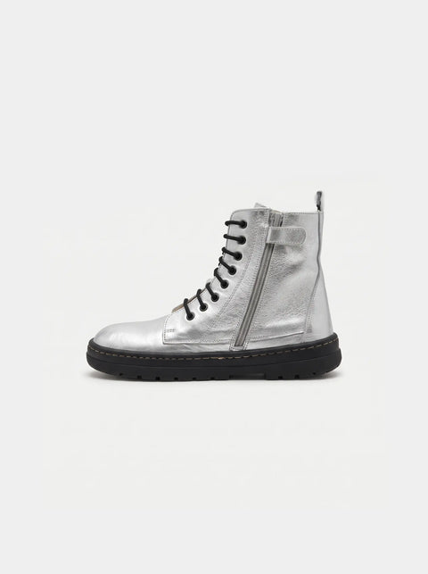 Botin Piel Mujer Blanditos Chicago Plata