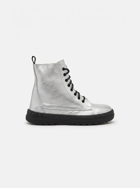 Botin Piel Mujer Blanditos Chicago Plata