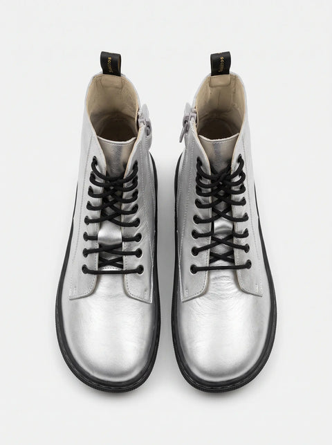 Botin Piel Mujer Blanditos Chicago Plata