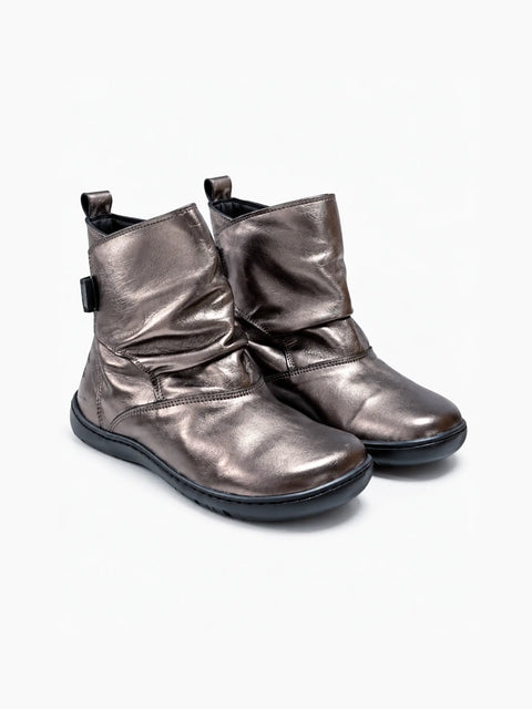 Botines de Piel Respetuosas Flexi Nens 9075-S Laminado Plomo