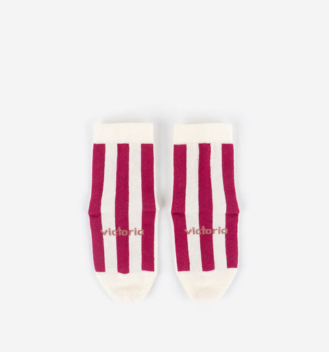 Calcetines Respetuosos Victoria Algodón Rayas Frambuesa