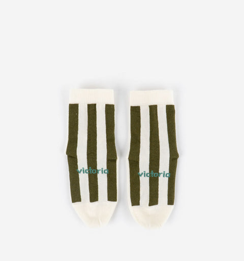 Calcetines Respetuosos Victoria Algodón Rayas Kaki