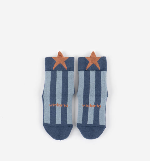 Calcetines Antideslizantes Respetuosos Victoria Algodón Rayas Azul