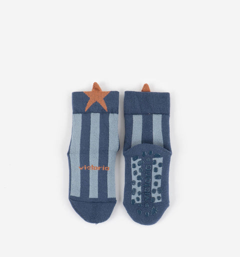 Calcetines Antideslizantes Respetuosos Victoria Algodón Rayas Azul