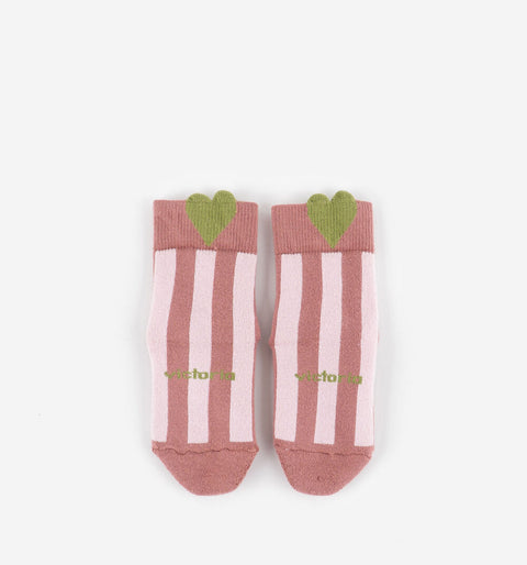 Calcetines Antideslizantes Respetuosos Victoria Algodón Rayas Rosa