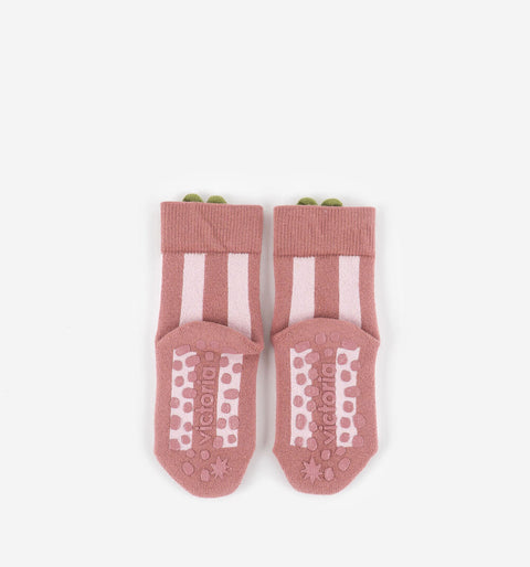 Calcetines Antideslizantes Respetuosos Victoria Algodón Rayas Rosa