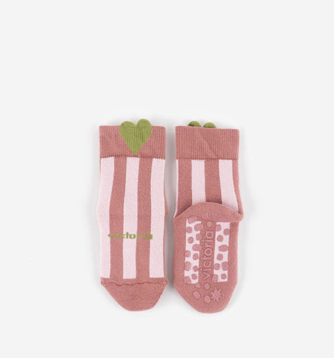Calcetines Antideslizantes Respetuosos Victoria Algodón Rayas Rosa