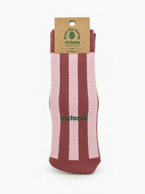 Calcetines Antideslizantes Respetuosos Victoria Algodón Rayas Rosa