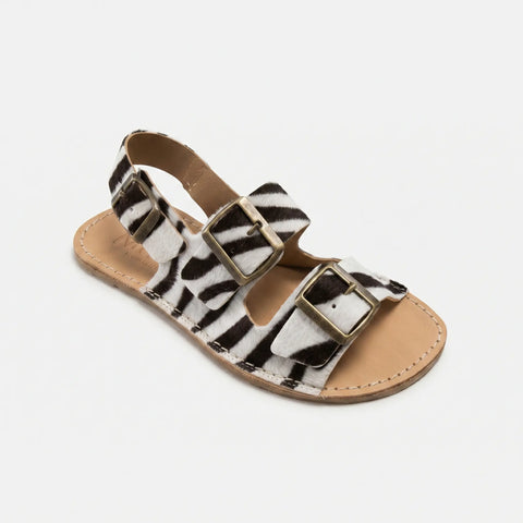 Sandalias Barefoot Mujer Terreta Bio Pelo Cebra Piel Respetuoso