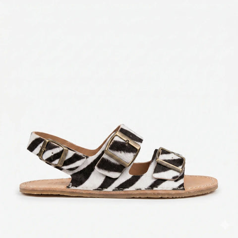 Sandalias Barefoot Mujer Terreta Bio Pelo Cebra Piel Respetuoso