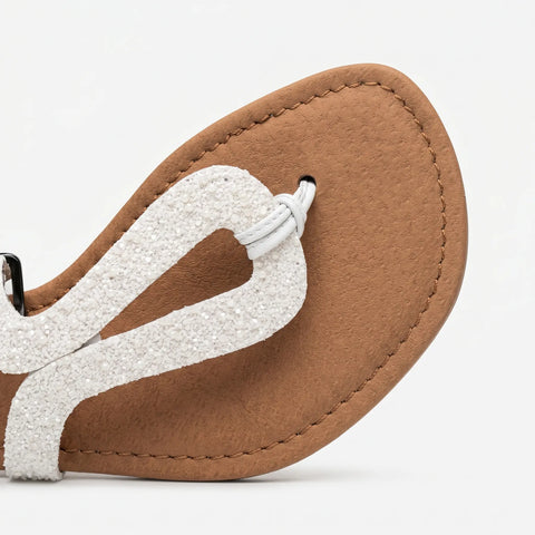 Sandalias Barefoot Mujer Terreta Vaillo Glitter Blanco Respetuosas