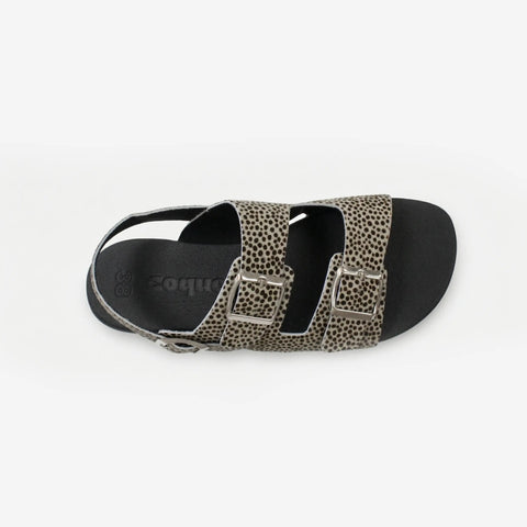 Sandalias Barefoot Respetuosas Coqueflex Suede Animal Print