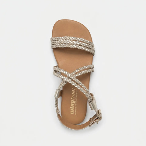 Sandalias de Piel Barefoot Mujer Mustang 56516 Trenza Metal 241 Dorado