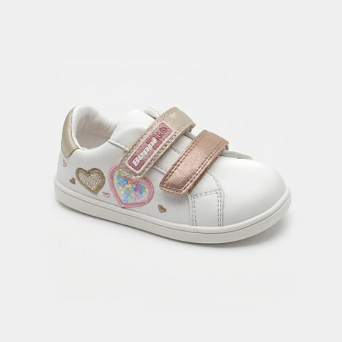 Zapatillas Respetuosas Beppi Blanco/Dorado con corazones