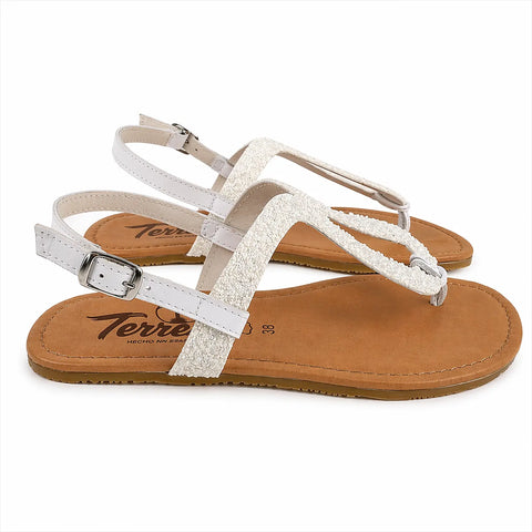 Sandalias Barefoot Mujer Terreta Vaillo Glitter Blanco Respetuosas