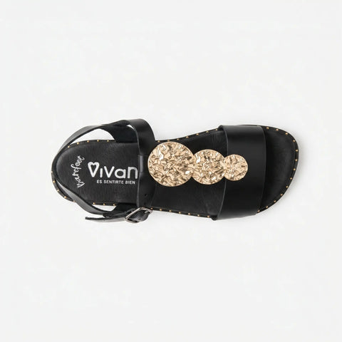 Sandalias Piel Barefoot Mujer Vivant BALI Vaqueta Negro Respetuosas