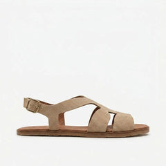 Sandalias Piel Barefoot Mujer Vivant CAOBA Serraje Beige Respetuosas