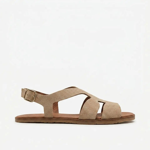 Sandalias Barefoot Mujer Vivant CAOBA Serraje Beige Respetuosas