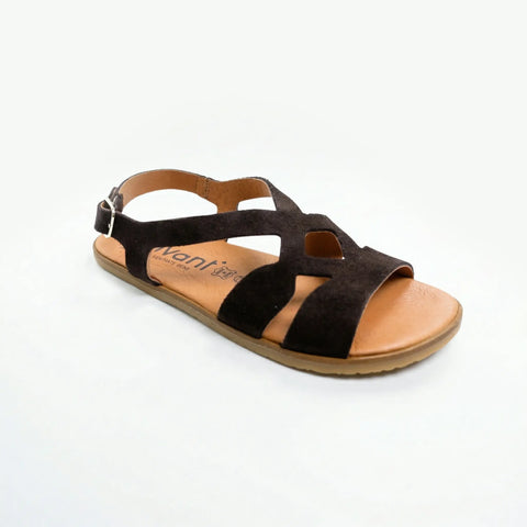 Sandalias Respetuosas Vivant CAOBA Serraje Marrón Chocolate