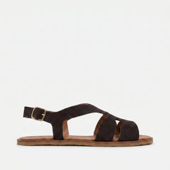 Sandalias Piel Barefoot Mujer Vivant CAOBA Serraje Marrón
