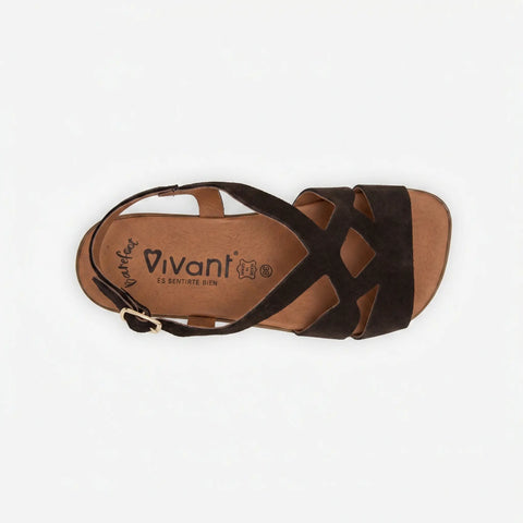 Sandalias Barefoot Mujer Vivant CAOBA Serraje Marrón