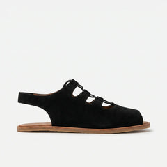 Sandalias Piel Barefoot Mujer Vivant Ebano Serraje Negro Respetuosas