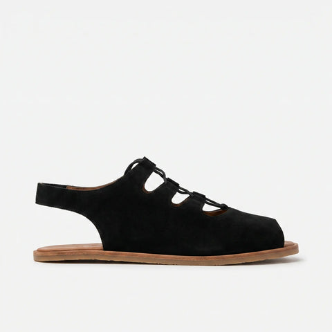 Sandalias Barefoot Mujer Vivant Ebano Serraje Negro Respetuosas