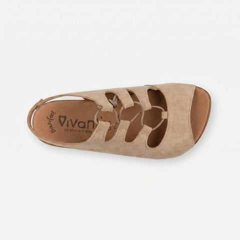Sandalias Barefoot Mujer Vivant Ebano Serraje Camel Respetuosas