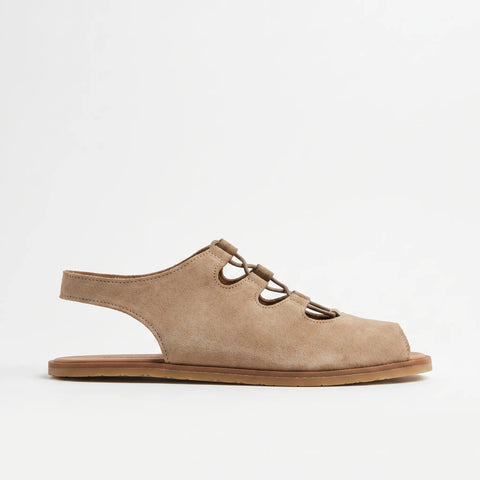 Sandalias Barefoot Mujer Vivant Ebano Serraje Camel Respetuosas