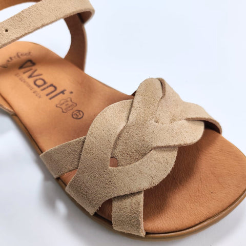 Sandalias Barefoot Mujer Vivant Onix Serraje Camel Respetuosas