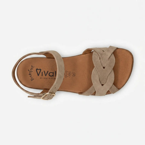 Sandalias Barefoot Mujer Vivant Onix Serraje Camel Respetuosas