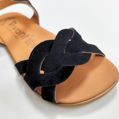Sandalias Barefoot Respetuosas Mujer Vivant Onix Serraje Negro Respetuosas