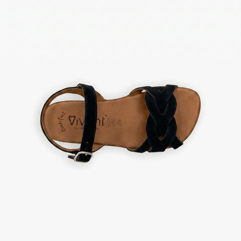 Sandalias Barefoot Mujer Vivant Onix Serraje Negro Respetuosas