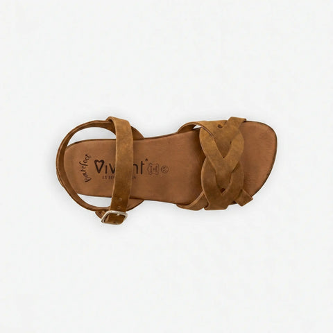 Sandalias Barefoot Mujer Vivant Onix Serraje Whisky Respetuosas