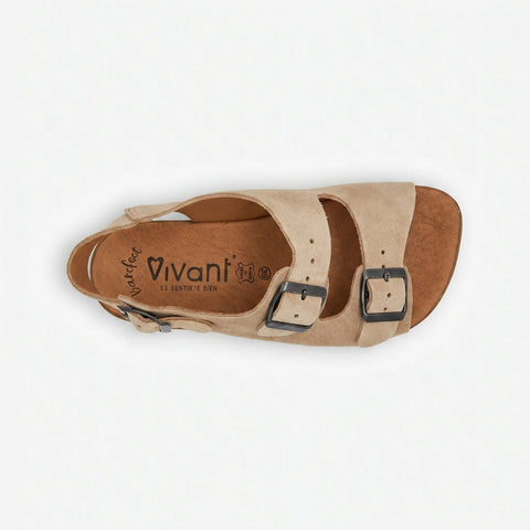 Sandalias Barefoot Mujer Vivant SEMILLA Serraje Camel Beige Respetuosas